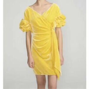 Fame And Partners Free People Velvet Yellow Mini Dress Size‎ 0